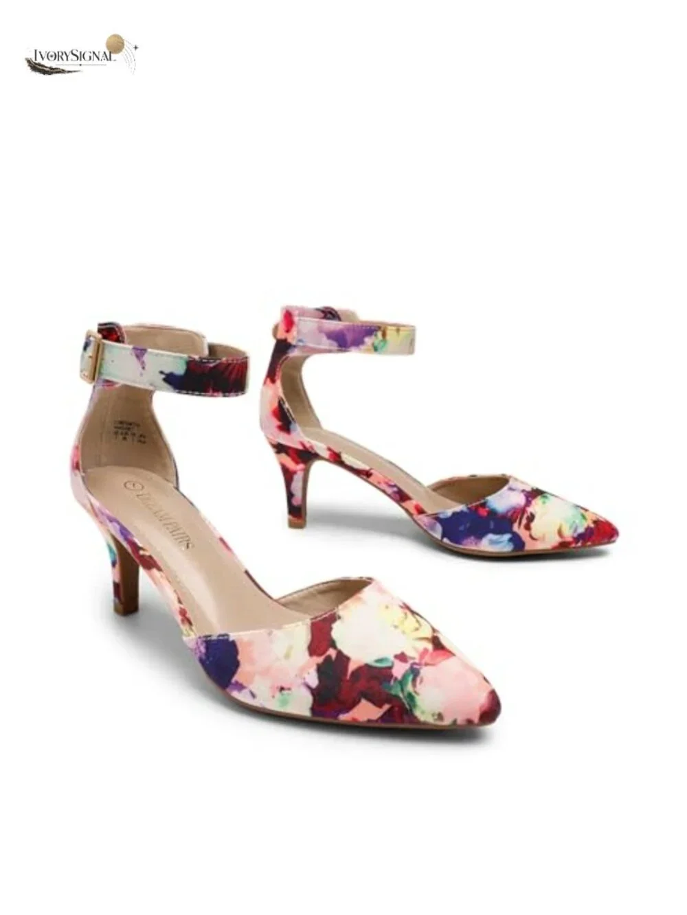 Women's Kitten Heels Ankle Strap Pumps Textile Faux Leather